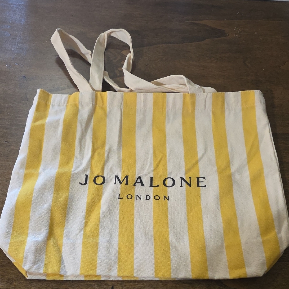Jo Malone Yellow and White Striped Canvas Tote
